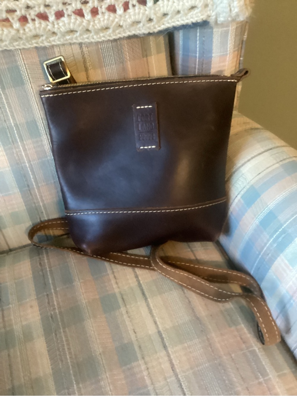 Portland Leather Goods Brown Zip Crossbody Full Grain Leather